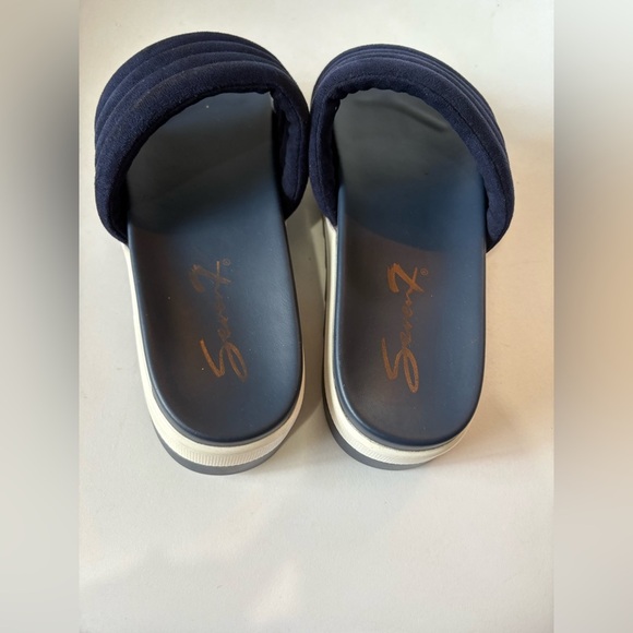 Seven7 navy white chunky slide sandals size 8 puffy strap - Picture 6 of 10